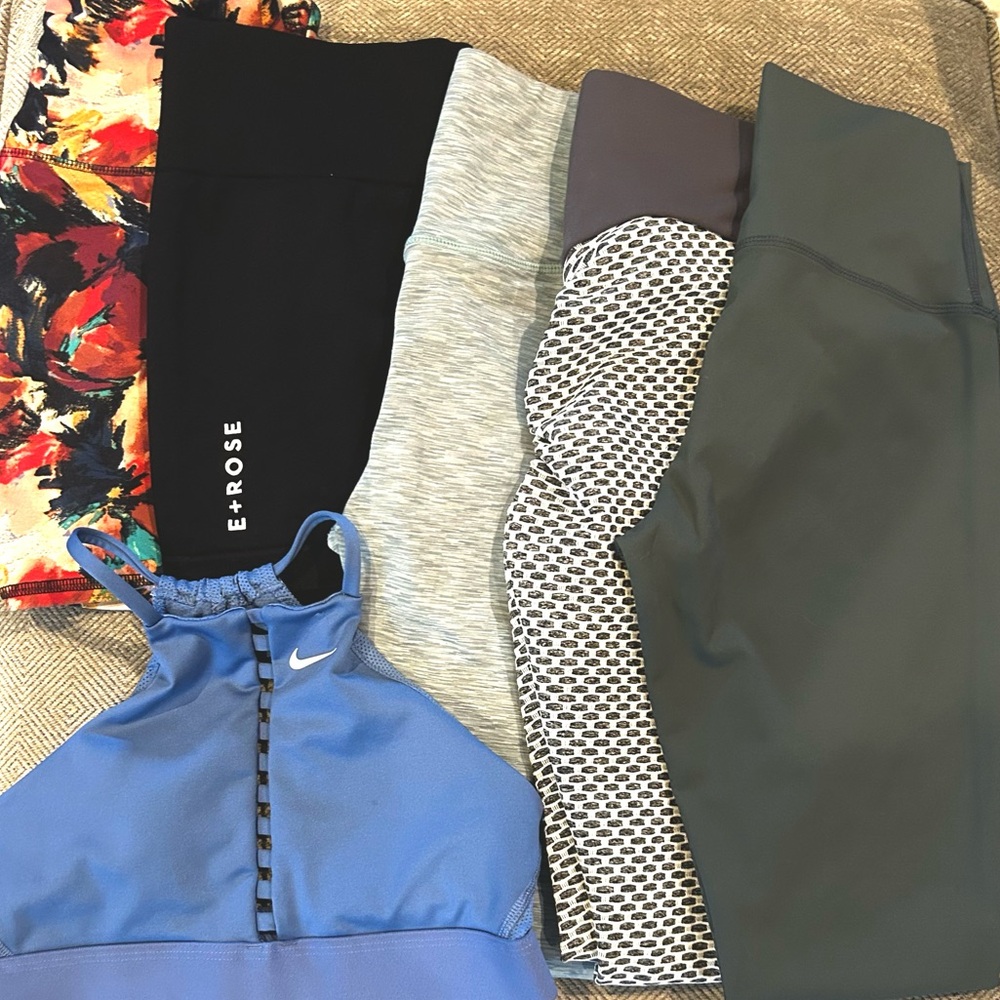 LOT 6 PCS P'TULA 90 DEGREE + LEGGINGS SHORTS NIKE SPORTS BRA SZ S VG EUC